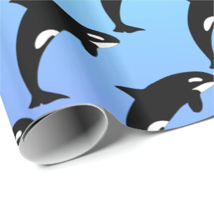 Papel De Presente Azul-baleia Assassino de Orca