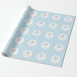 Papel De Presente Azul Bebê Natal Simples Geométrico Moderno