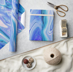 Papel De Presente Azul Branco Rosa Azul Turquesa Lilás Ágata Mármore