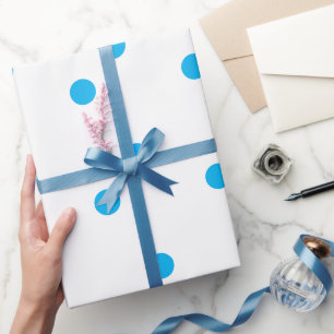 Papel De Presente Azul Celeste Bolinhas Branco Cor Personalizada Fes