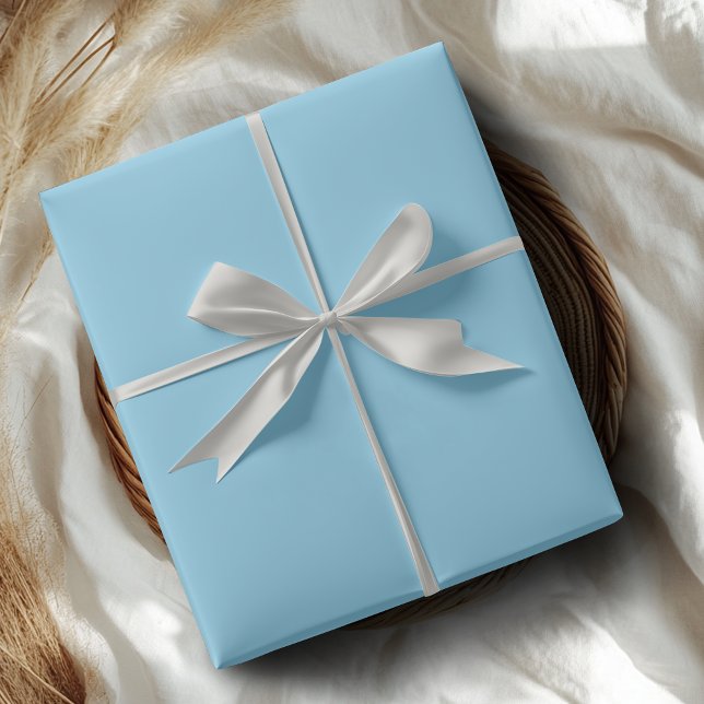 Papel De Presente Azul Celeste Cor Sólida | Clássico | Elegante (Criador carregado)