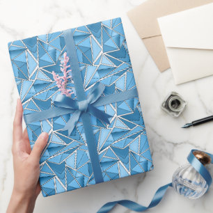 Papel De Presente Azul celeste e formas geométricas azuis padrão mod