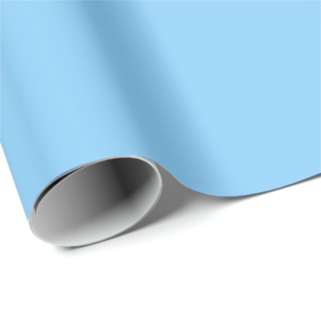 Papel De Presente Azul Céu Claro Cor Sólida | Clássico | Elegante (Ponta do rolo)