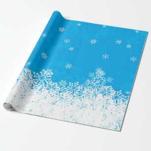 Papel De Presente Azul Céu e Papel de Moldagem de Natal em Neve