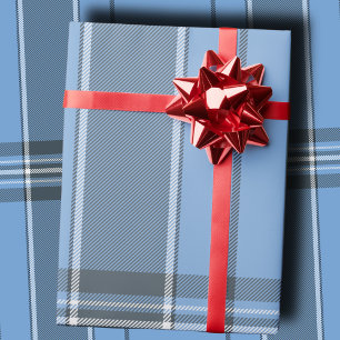Papel De Presente Azul Céu Sereno e Xadrez Tartan de Inverno em Ardó