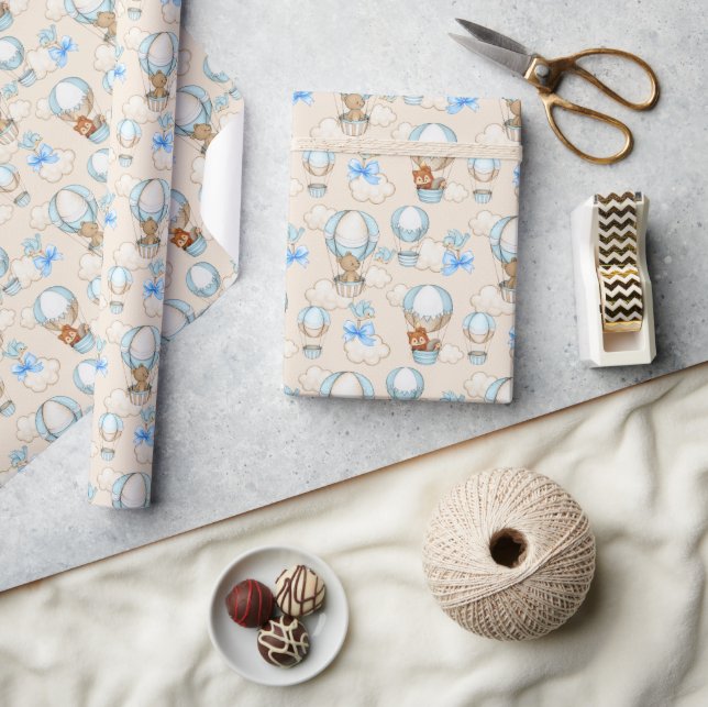 Papel De Presente Azul chá de fraldas (Artesanato)