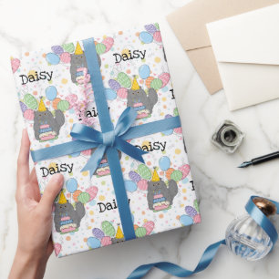 Papel De Presente Azul Cinza Pérsica Cabelo Penteado