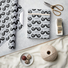 Papel De Presente Azul Cinza Preto Engraçado Humor Eu Bigode