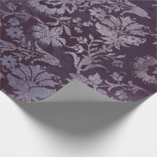 Papel De Presente Azul cinzento floral da ameixa roxa real do Grunge