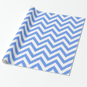 Papel De Presente Azul Cornflower Branco XL Padrão Chevron ZigZag