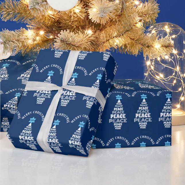 Papel De Presente Azul de Ano Personalizado da Árvore de Paz de Nata (Feriados)