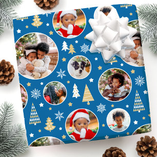 Papel De Presente Azul de Árvores de Natal Personalizadas 6