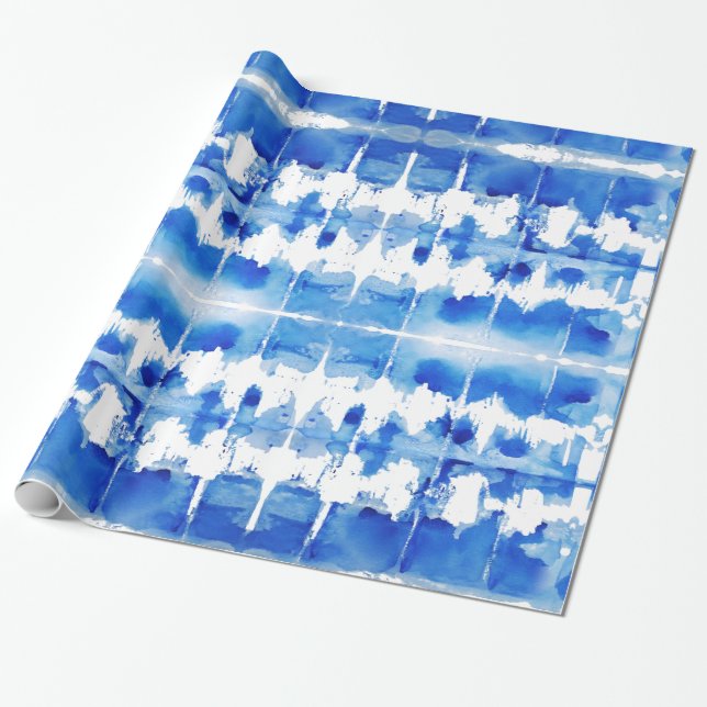 Papel De Presente Azul de índigo de Shibori (Desenrolado)