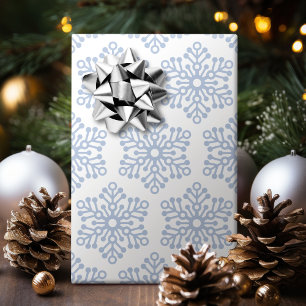 Papel De Presente Azul de Inverno e Flocos de Neve Brancos Natal Fer