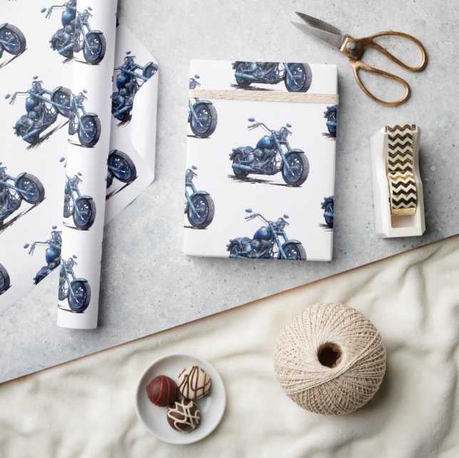 Papel De Presente Azul de motocicleta (Artesanato)