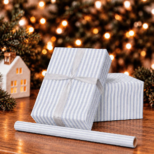 Papel De Presente Azul Desbotado Listrado Festa de Natal