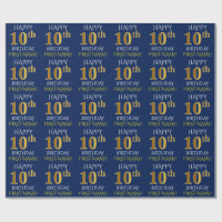 Azul, Dourado "FELIZ 10 ANOS"