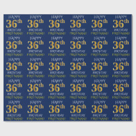 Papel De Presente Azul, Dourado "FELIZ 36 ANOS"