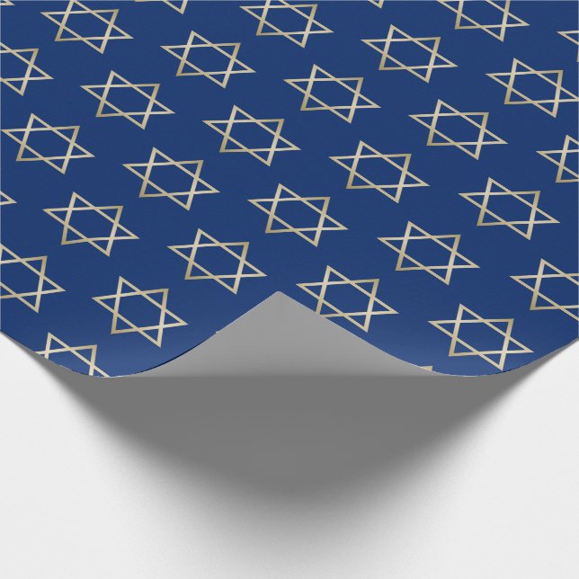 Papel De Presente Azul Dourado Hanukkah do teste padrão de estrela (Ponta)