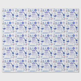 Papel De Presente Azul e Branco da Grécia