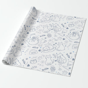 Papel De Presente Azul e Branco Minimal Hobbies Artesanais
