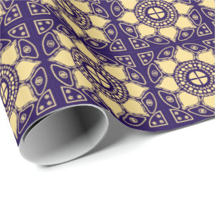Papel De Presente Azul e Dourado