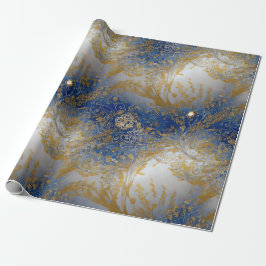 Papel De Presente Azul Elegante, Dourado e claro carregado