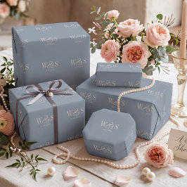 Papel De Presente Azul empoeirado casais de casamento inicial elegan