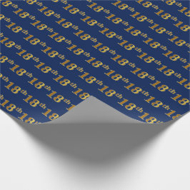 Papel De Presente Azul, Falso Dourado 18º (Décimo Oitavo) Evento