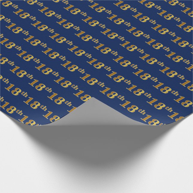Papel De Presente Azul, Falso Dourado 18º (Décimo Oitavo) Evento (Ponta)