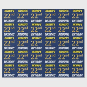 Papel De Presente Azul, falso/ouro de imitação, "2ò ANIVERSÁRIO 