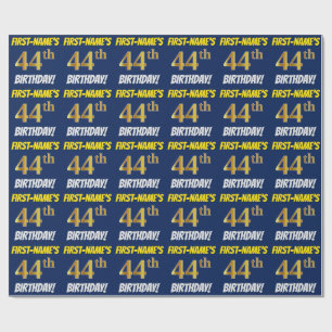 Papel De Presente Azul, falso/ouro de imitação, "44o ANIVERSÁRIO 