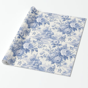 Papel De Presente Azul floral francês
