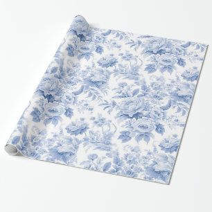 Papel De Presente Azul floral francês