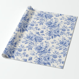 Papel De Presente Azul floral francês