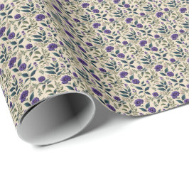 Papel De Presente Azul Genciana Floral Vintage