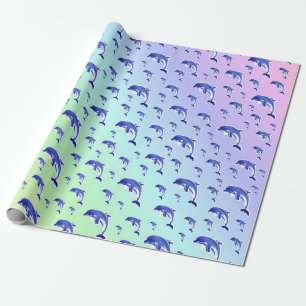 Papel De Presente azul,golfinho, peixe, natureza, aquático, design,