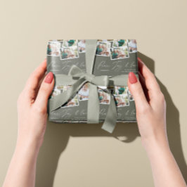Papel De Presente Azul-guião elegante multifotografia