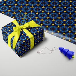 Papel De Presente Azul índio brilhante e Dourado