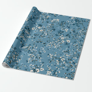 Papel De Presente Azul Macio Flor Ditsy Pastel Boho Vintage 70s