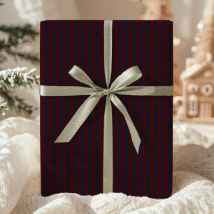 Papel De Presente Azul Marinho & Burgundy Listrado
