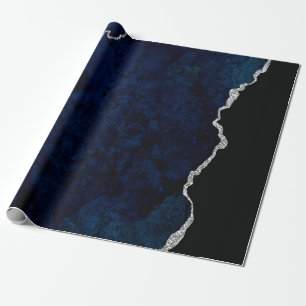 Papel De Presente Azul-marinho e Ágata Prata