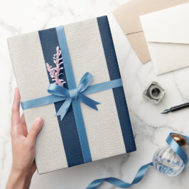 Papel De Presente Azul Marinho e Creme Listra Vertical Sem Costura