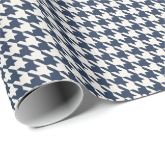Papel De Presente Azul Marinho e Marfim Padrão Xadrez Houndstooth |