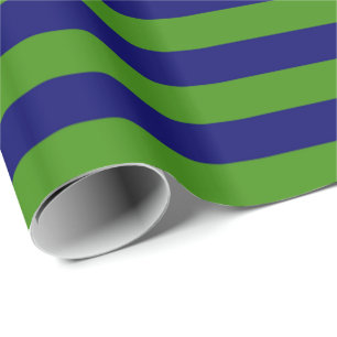 Papel De Presente Azul Marinho Escuro e Listra Verde
