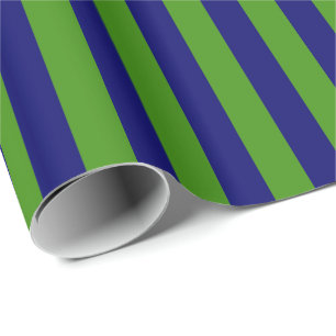 Papel De Presente Azul Marinho Escuro e Listra Verde