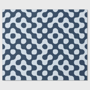 Papel De Presente Azul Marinho Geométrico Retro Meados do Século