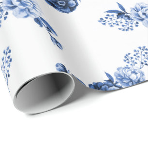 Papel De Presente Azul marinho Papel De Lavagem De Flores Elegantes