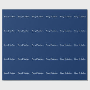 Papel De Presente Azul Marinho Único Caligrafia Clássica Simples