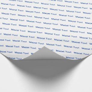 Papel De Presente Azul Mazel Tov! (Parabéns) sobre Branco